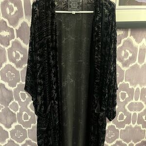 Johnny Was Black Sheer Floral Kimono